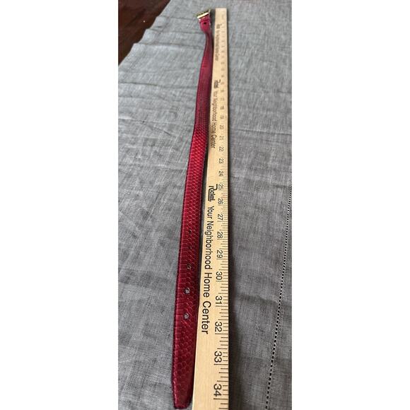 Vintage Kathy young Belt signed solid brass Buckle abstract art Red Snake Skin M - Picture 5 of 16